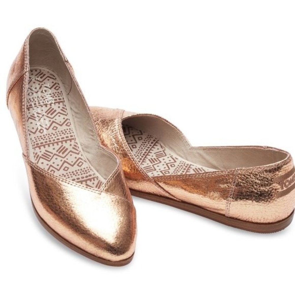 TOMS Jutti Flats in Rose Gold Leather